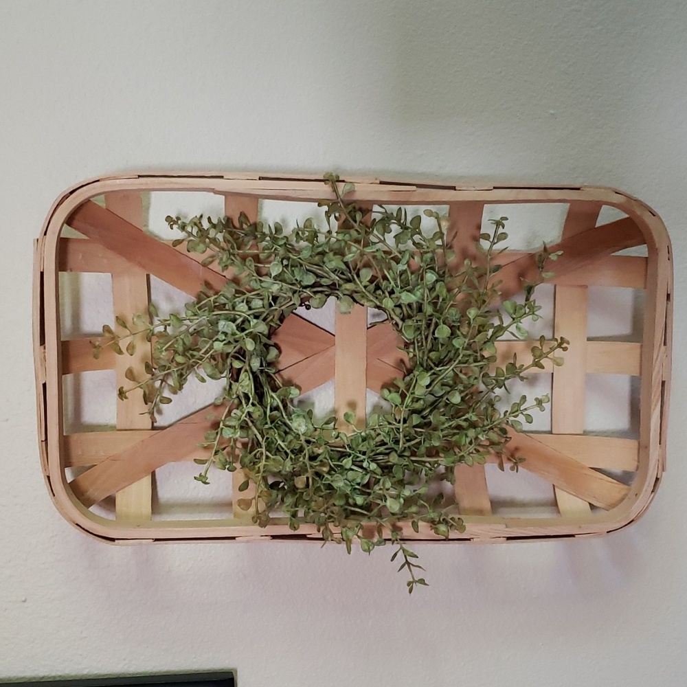 Rectangular Tobacco Basket Floral Greenery Wall Hanging Arrangement Decor